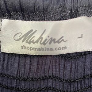 Mahina Women's Black Pleated Wide Leg Pants with Elastic Waist